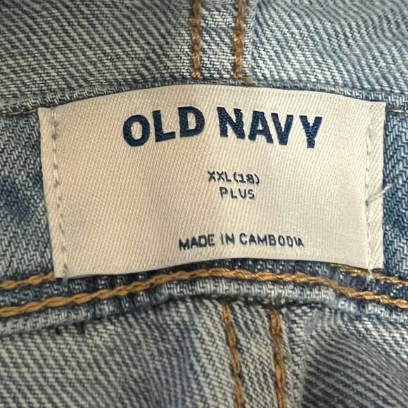 Old Navy XXL 18 Girls Light Wash Distressed Jean Shortalls - Picture 3 of 11